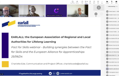 EARLALL highlights the role of regions and cities in the EAfA and Pact for Skills during webinar